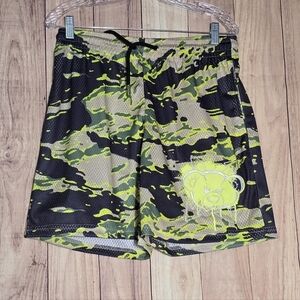 Black Pike Men's Drawstring Waist Camouflage Net Shorts Size Small NWT